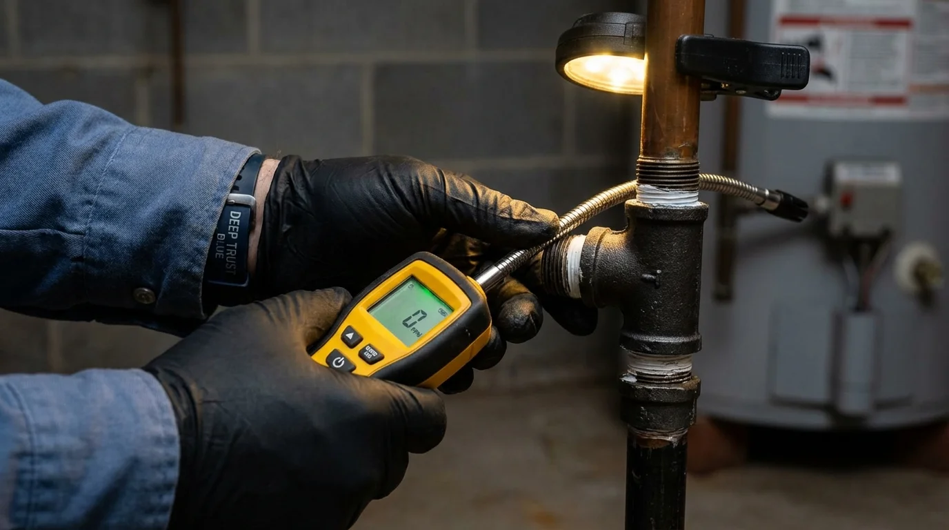 Gas leak detection with electronic sniffer by Johns Plumbing LLC in Medford